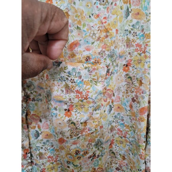 Vintage Makie Floral Print Button-Up Long Nightgown With Peter Pan Collar & Shor - Picture 7 of 12